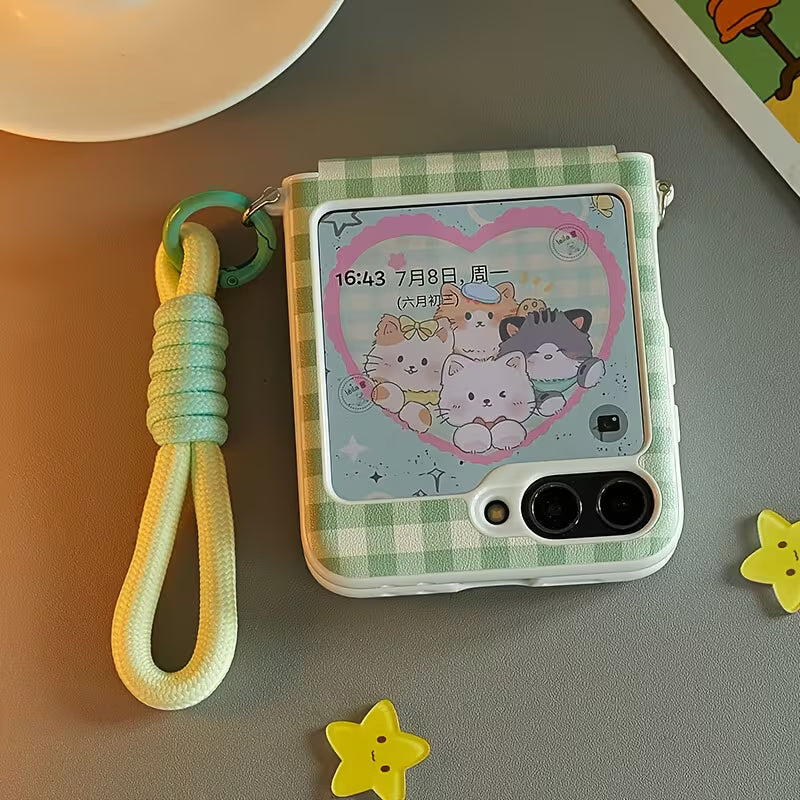 Galaxy Z Flip Series Gingham Charm Lanyard Case