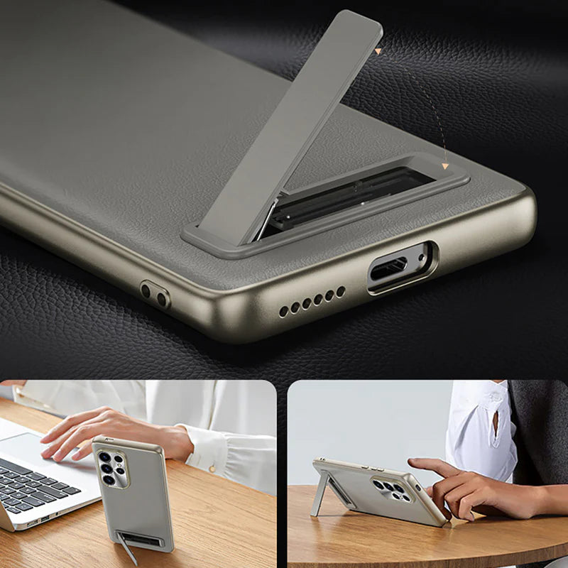 Samsung Series Leather Case with Concealed Stand for Sleek, Hands-Free Use