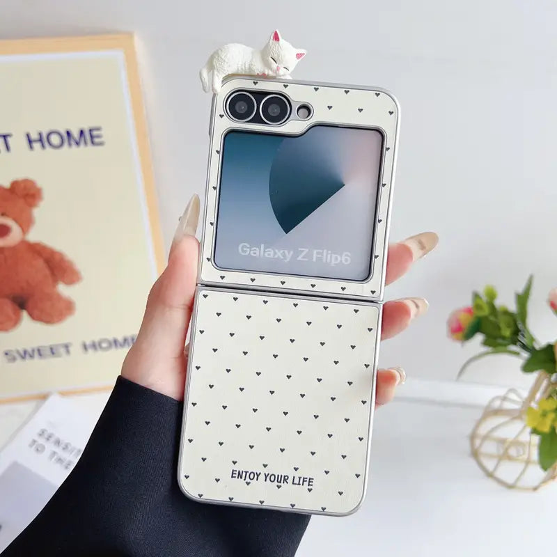 Cute Cat Guardian Heart Flip Case - Samsung