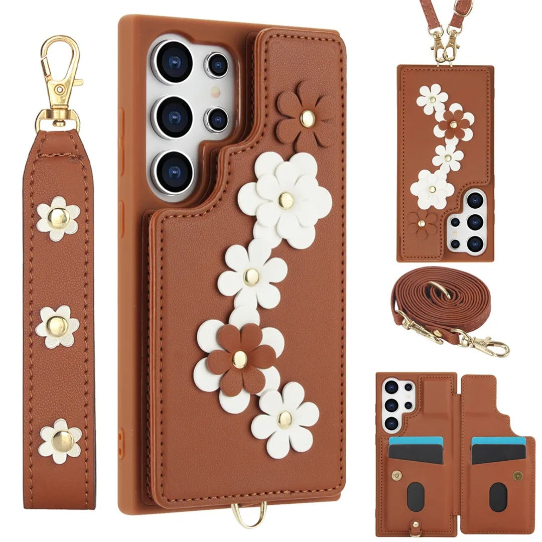 Floral Crossbody Wallet Phone Case - Samsung