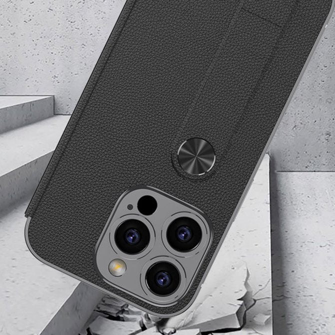 Elegance Rich Finish Flip Leather Case - iPhone