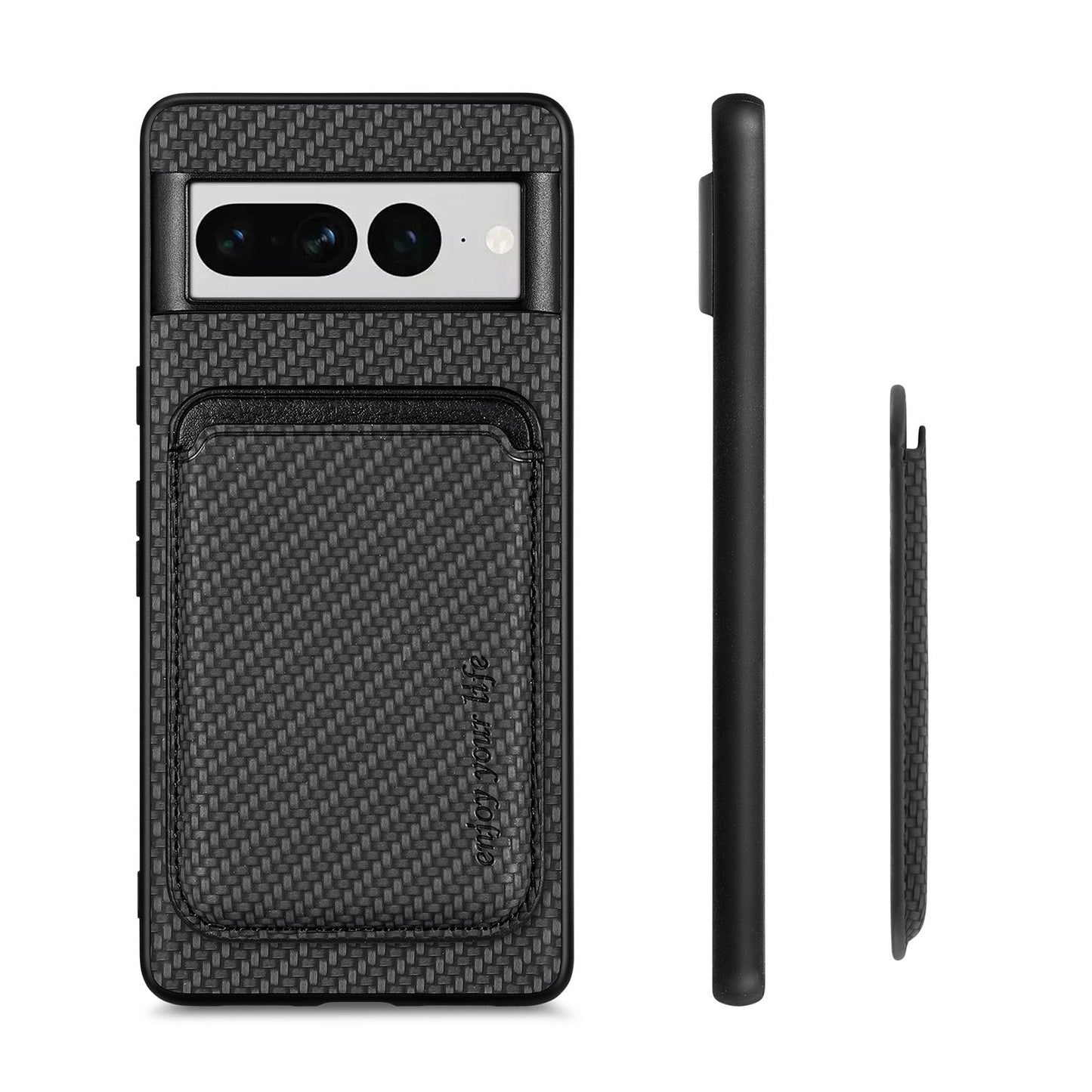 Carbon Slim Anti Scratch Case with Card Holder - Google Pixel