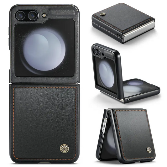 Galaxy Z Flip6 - Luxury Business Leather Camera Protector Case