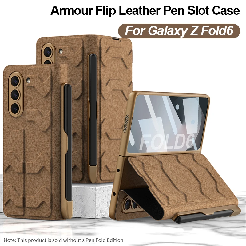 Galaxy Z Fold6 -Armor Leather Fold Stand Case with Pen Holder