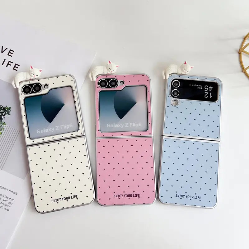 Cute Cat Guardian Heart Flip Case - Samsung