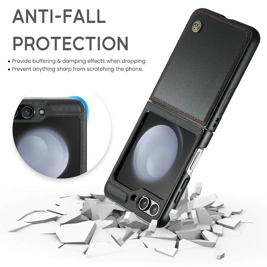 Galaxy Z Flip6 - Luxury Business Leather Camera Protector Case