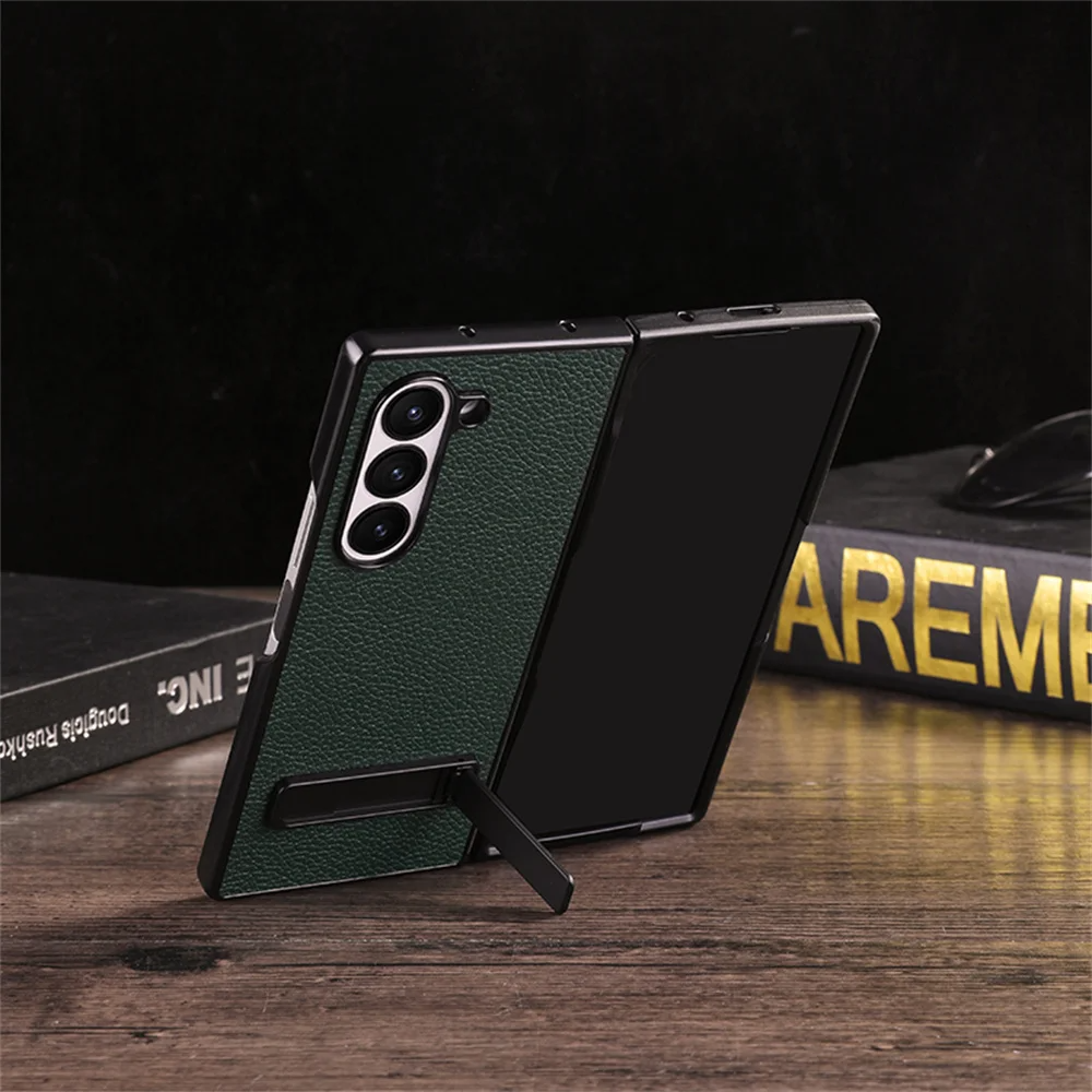 Galaxy Z Fold6 - Business Leather Invisible Stand Case