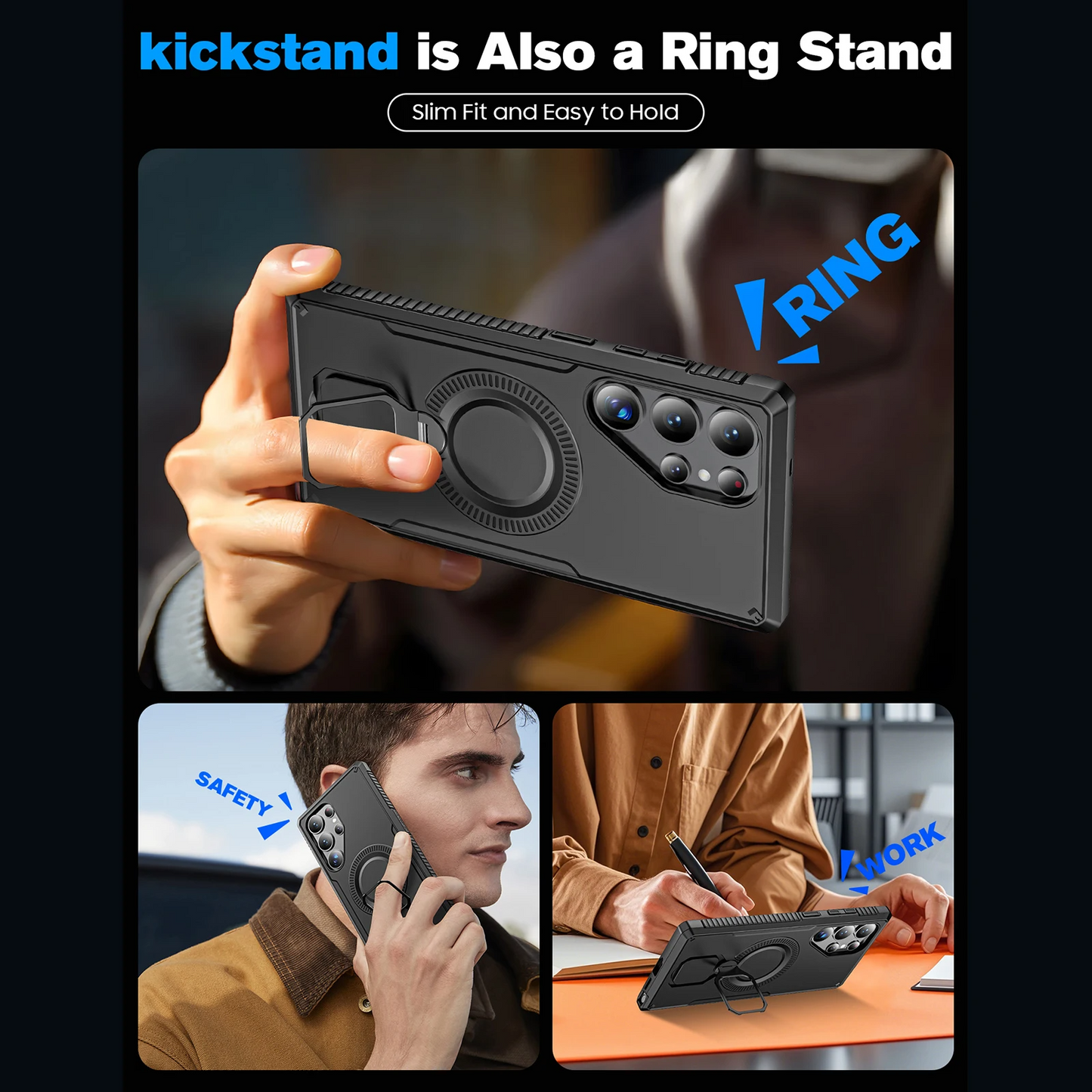 Armored Anti-Fall Rotating Ring Camera Protection Case - Samsung