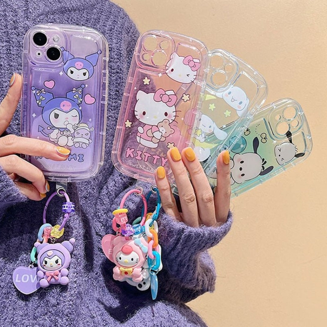 Cute Cartoon Phone Case with Charm