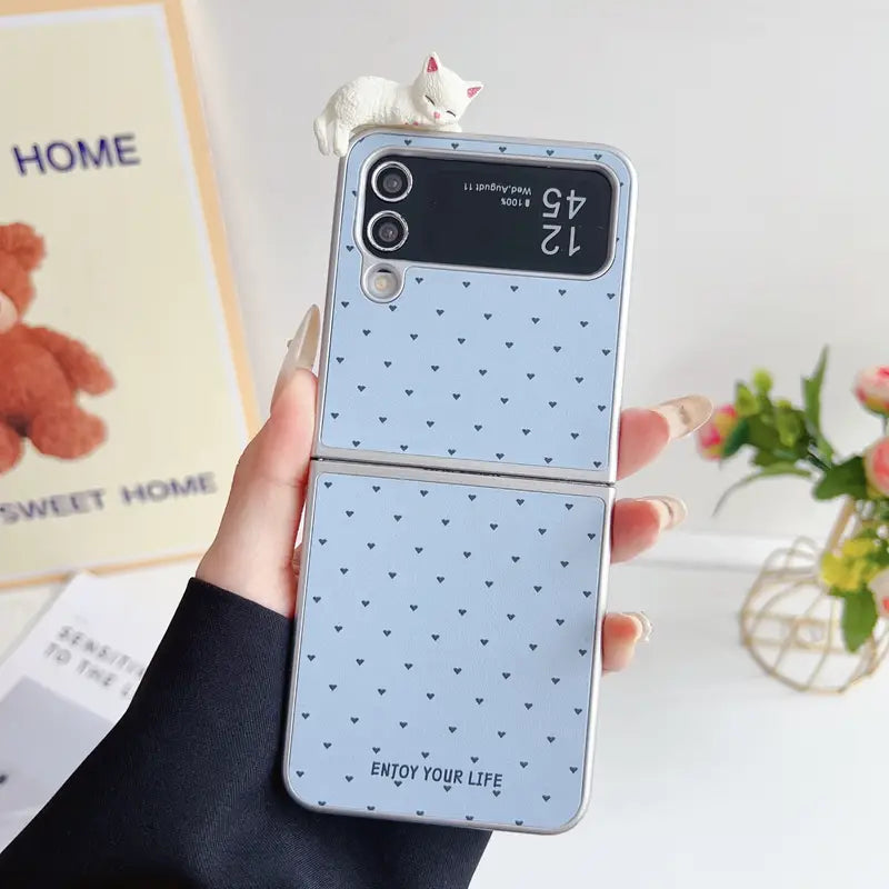 Cute Cat Guardian Heart Flip Case - Samsung
