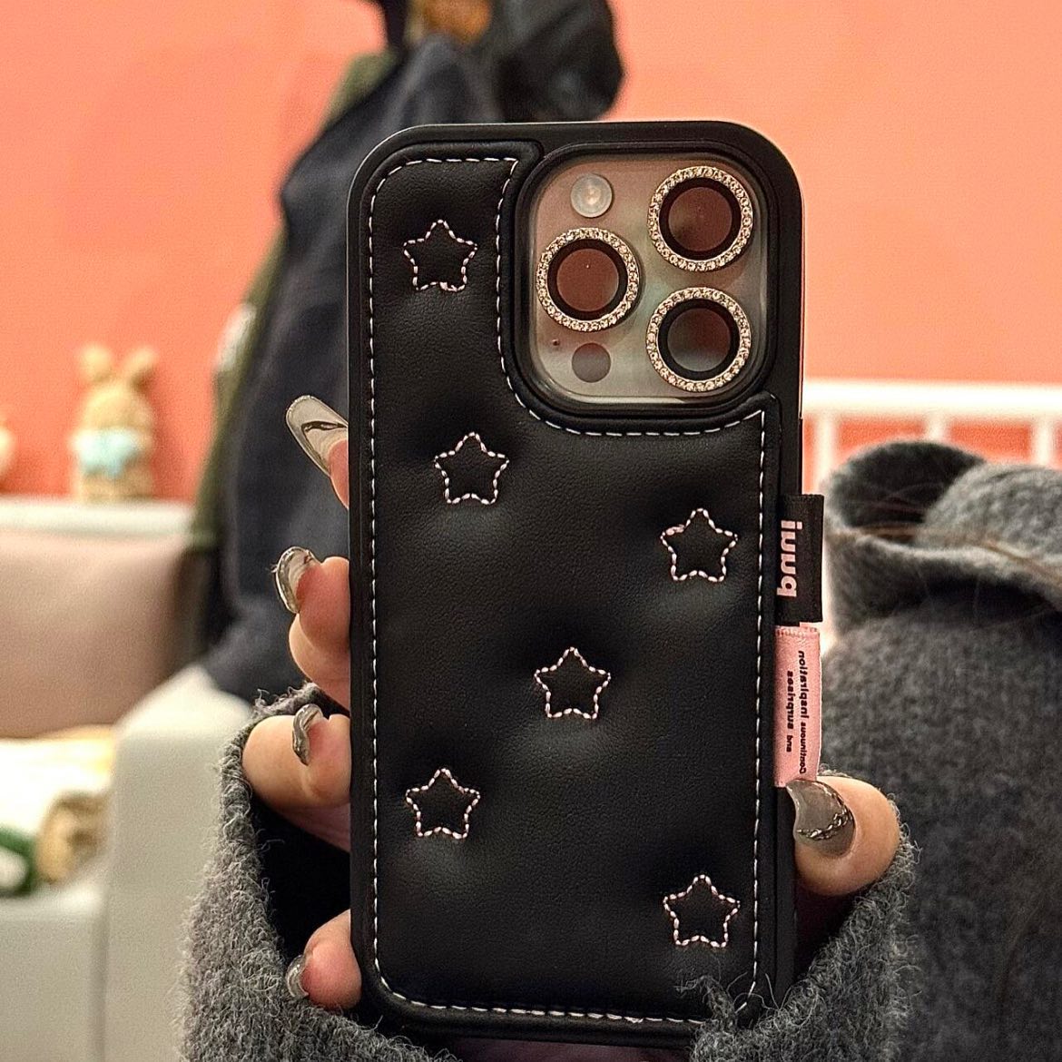 Black Quilted Leather Star Case