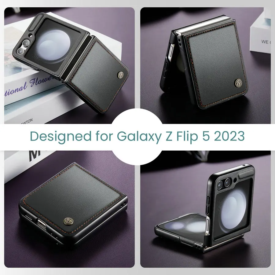 Galaxy Z Flip6 - Luxury Business Leather Camera Protector Case
