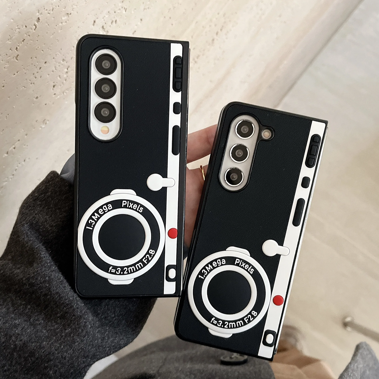 3D Retro Leather Camera Protection Case - Samsung