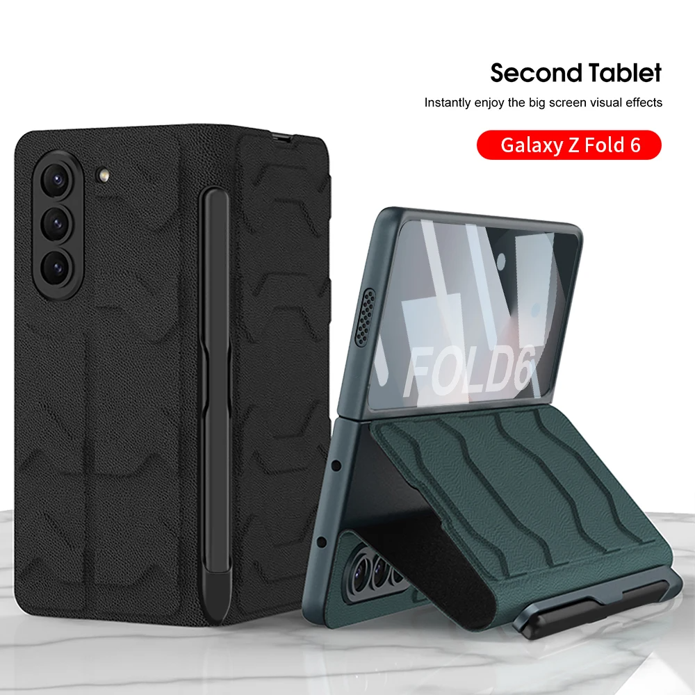 Galaxy Z Fold6 -Armor Leather Fold Stand Case with Pen Holder