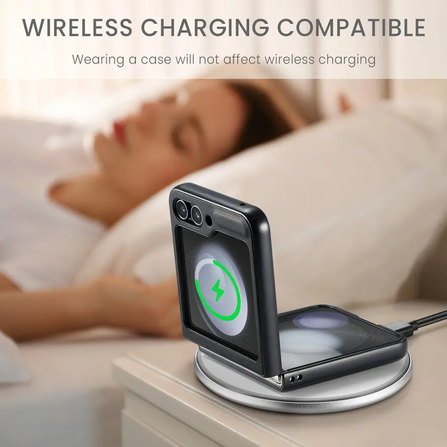 Galaxy Z Flip6 - Luxury Business Leather Camera Protector Case