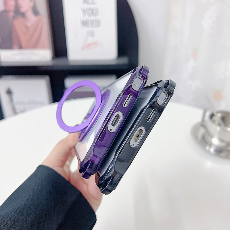 Transparent 360° Rotating Kickstand MagSafe Case - Samsung