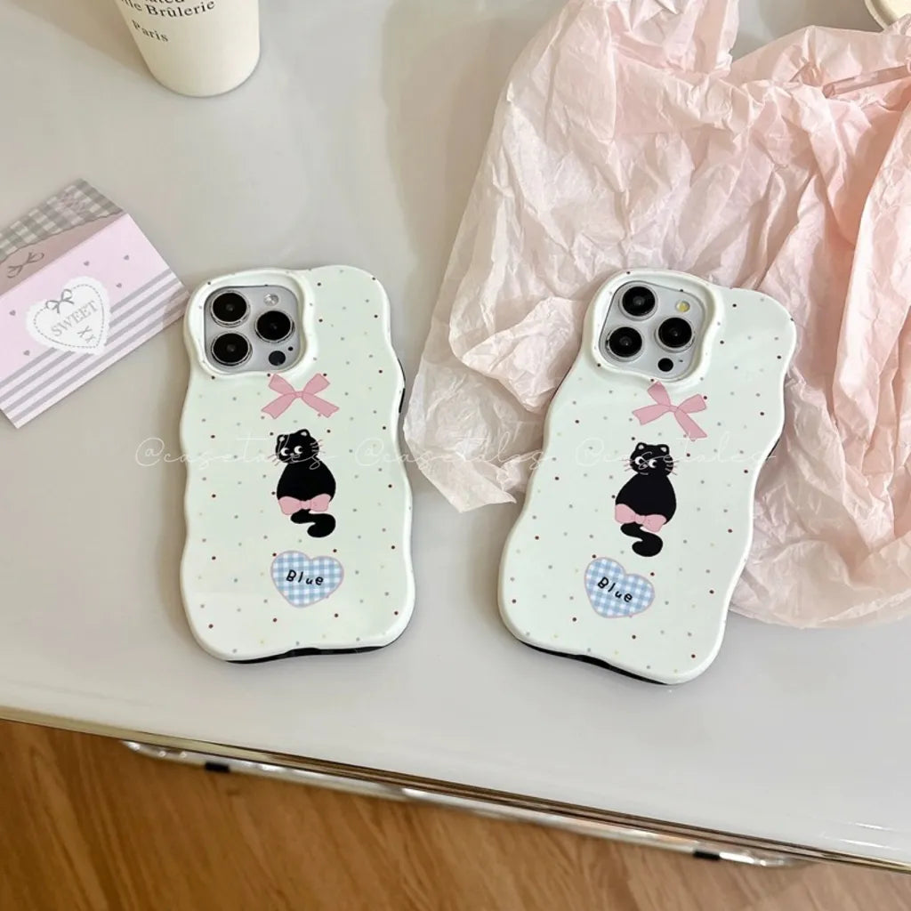 Adorable Black Cat with Pink Bow case - iPhone