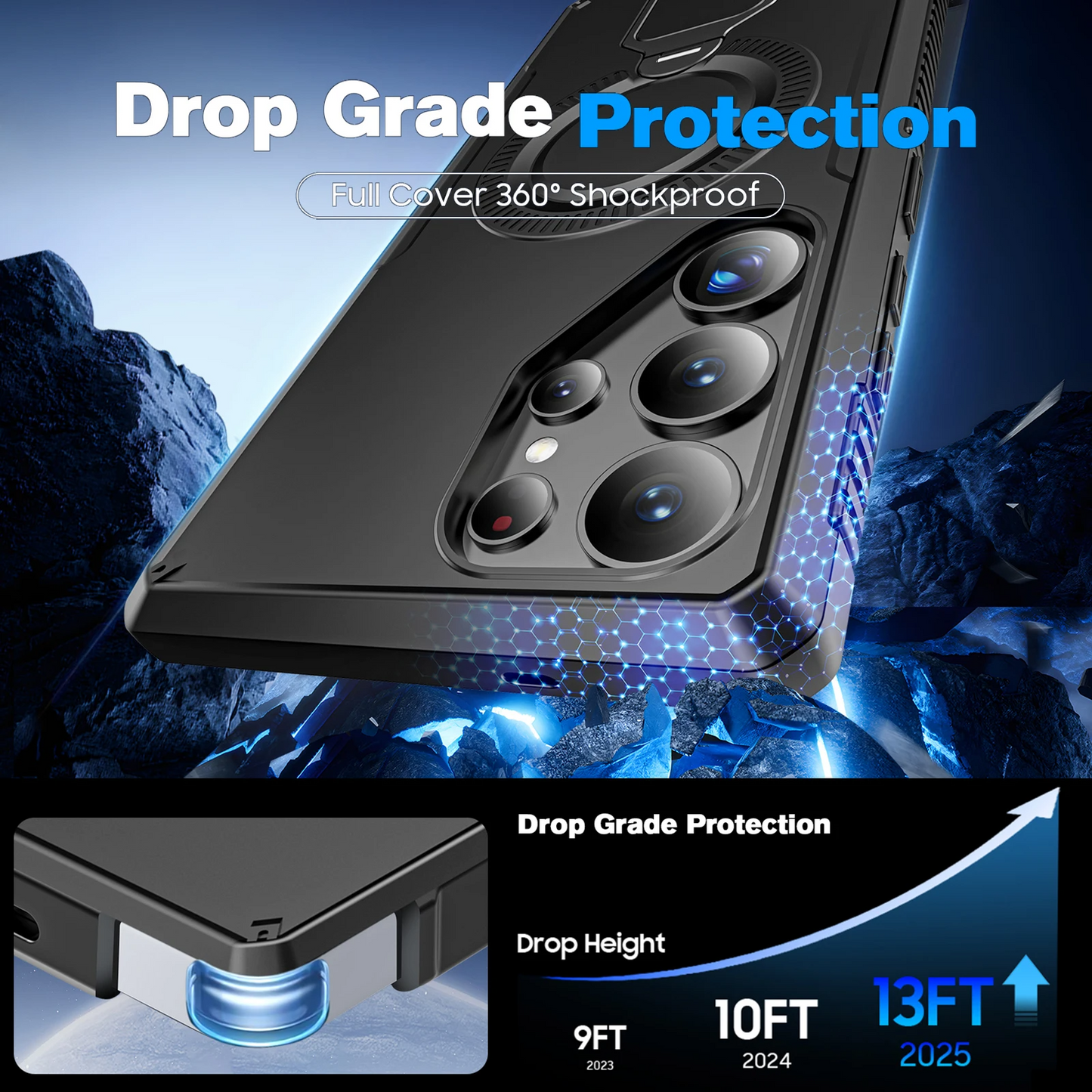 Armored Anti-Fall Rotating Ring Camera Protection Case - Samsung