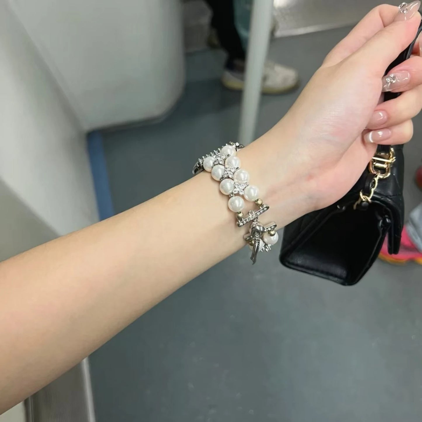 Chic Elegance Pearl & Crystal Watch Band