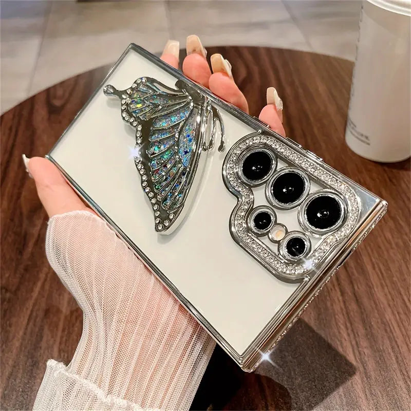 Glamorous Rhinestone Butterfly Glitter Case - Samsung