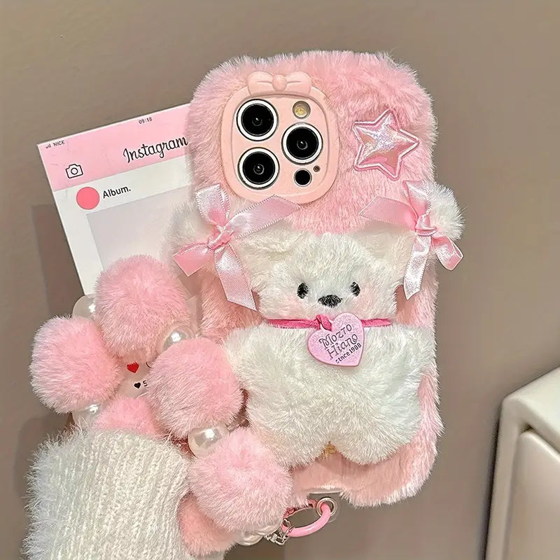 Elegant Bow Bear Plush Case