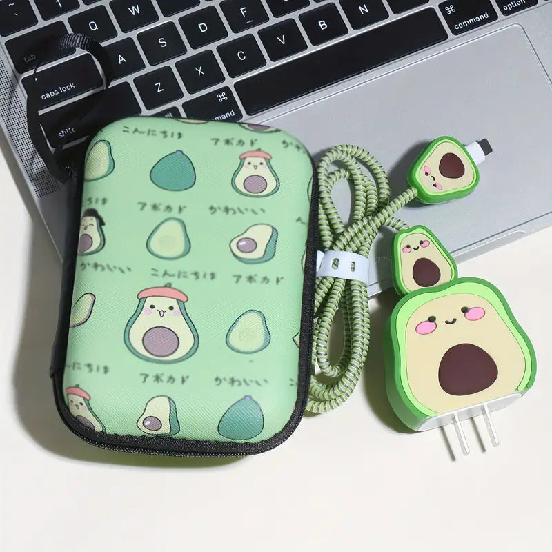 Cute Avocado Charger Protector Kit
