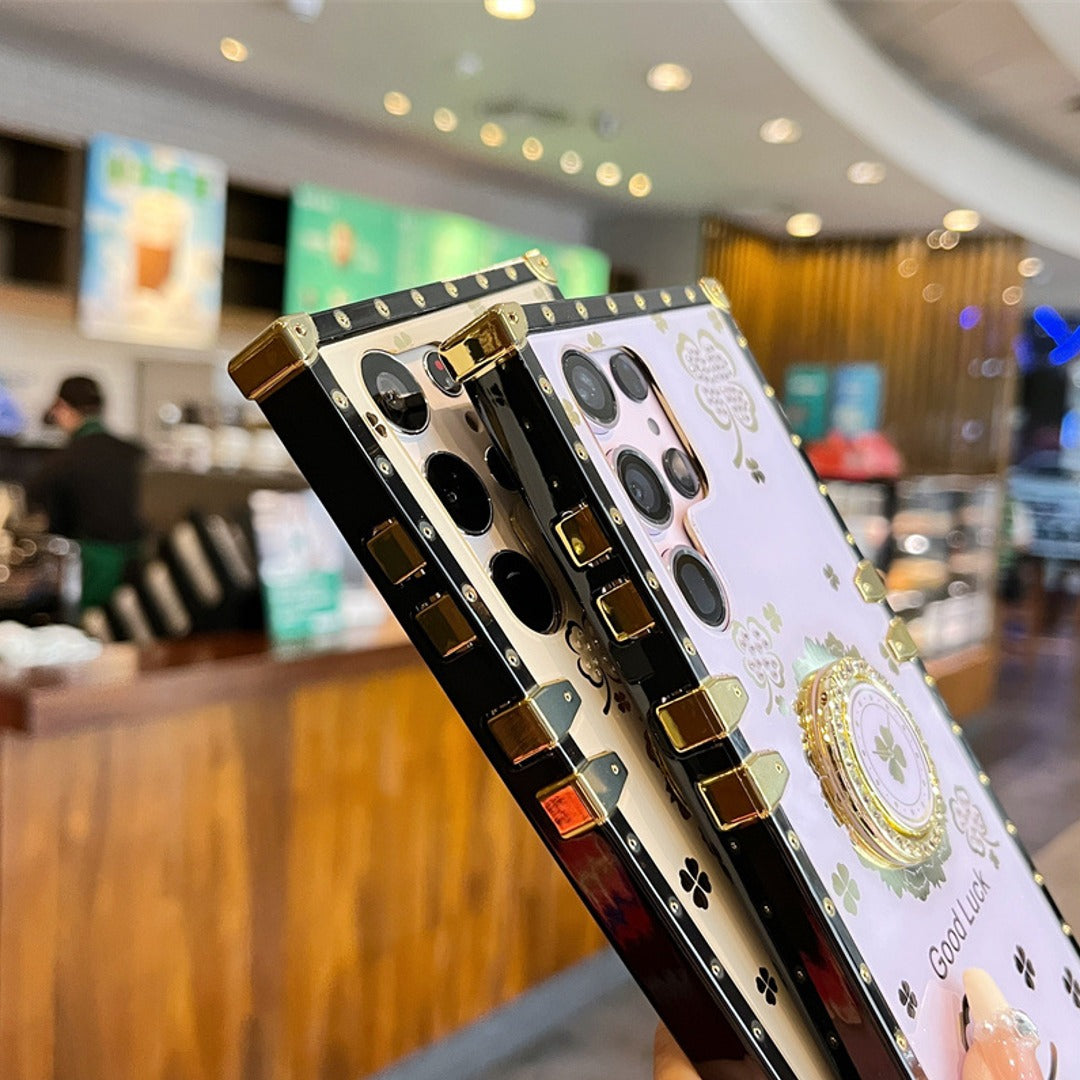 Lucky Clover Diamond Bracket Phone Case - Samsung