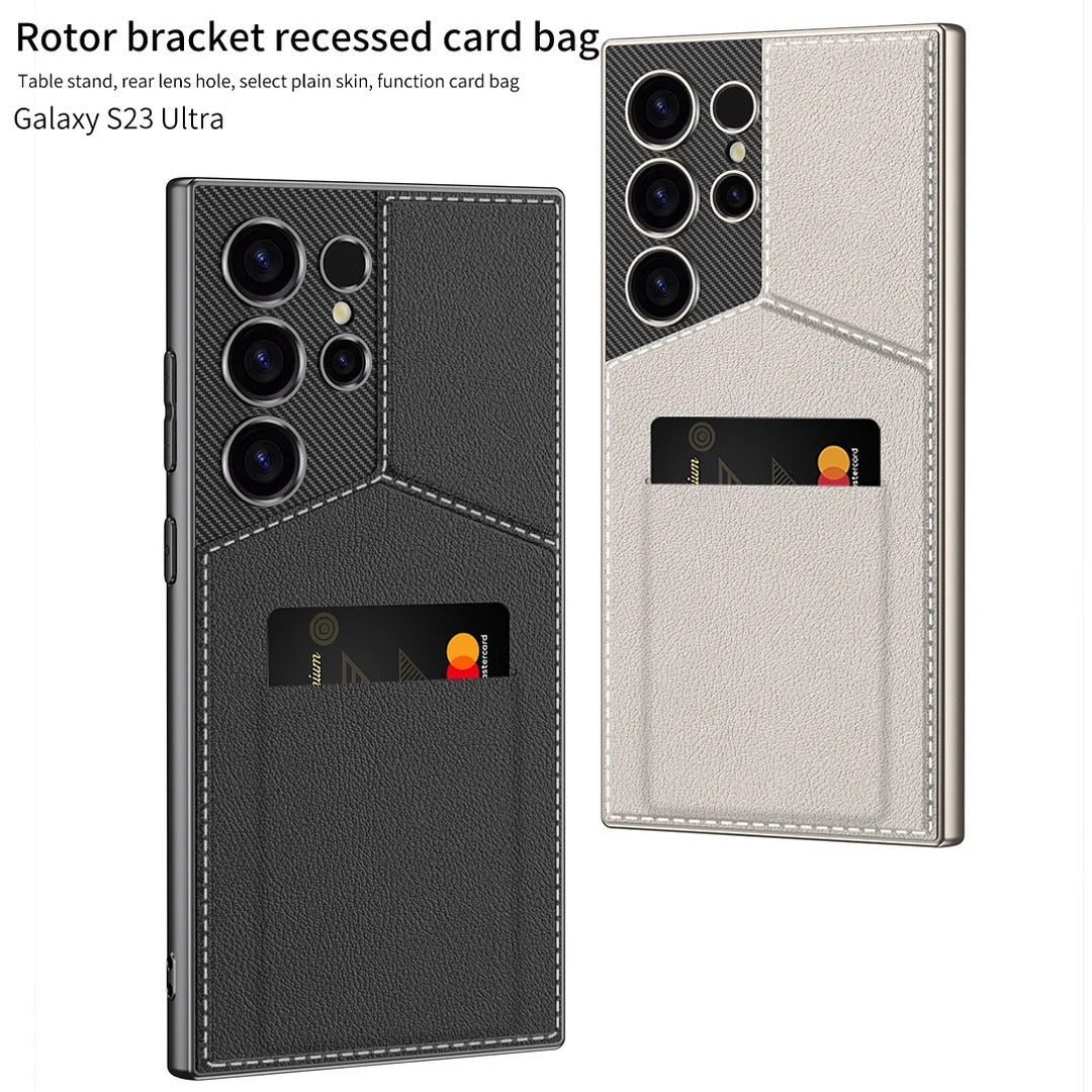 Premium Bracket Stand Holder Wallet Case - Samsung