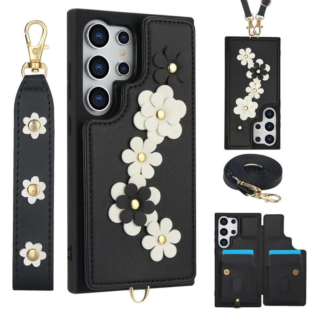 Floral Crossbody Wallet Phone Case - Samsung