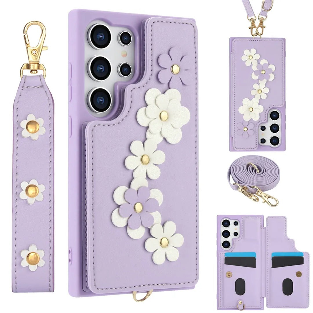Floral Crossbody Wallet Phone Case - Samsung