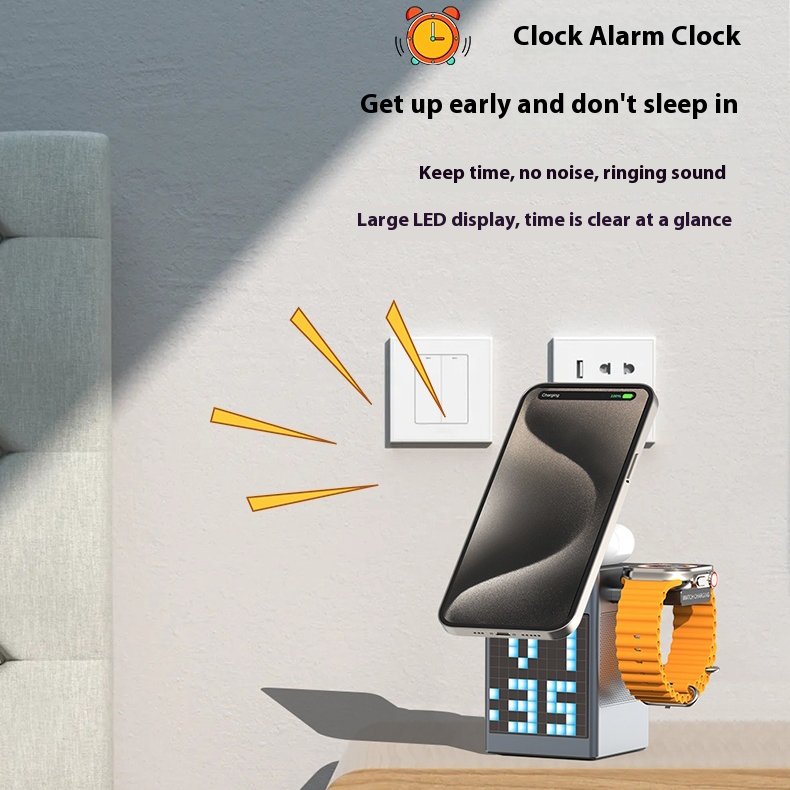 Hybrid 3-in-1 Wireless Charger with Speaker and Clock