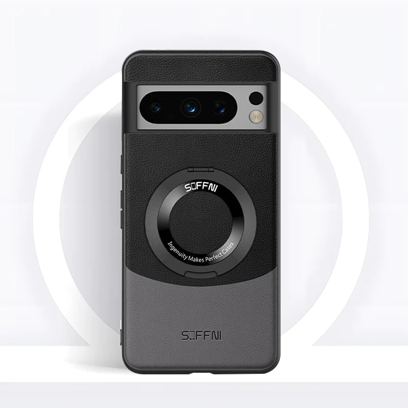 Magnetic Ring Contrast Leather Case - Google Pixel