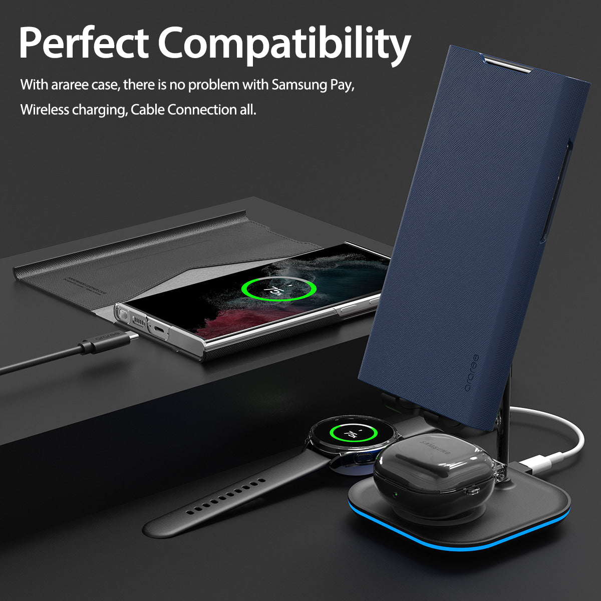 Premium Leather Bonnet Stand Case - Samsung