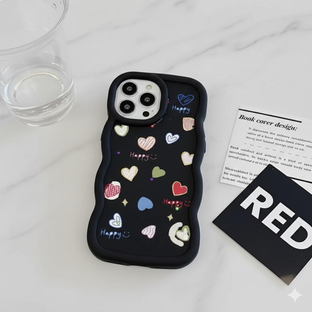 Playful Love Happy Hearts Wavy Case