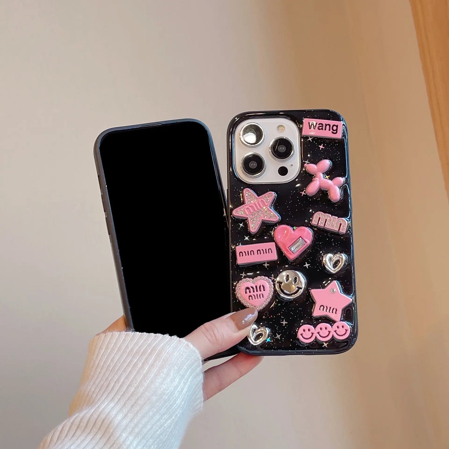 Adorable 3D Love & Star Dog Case