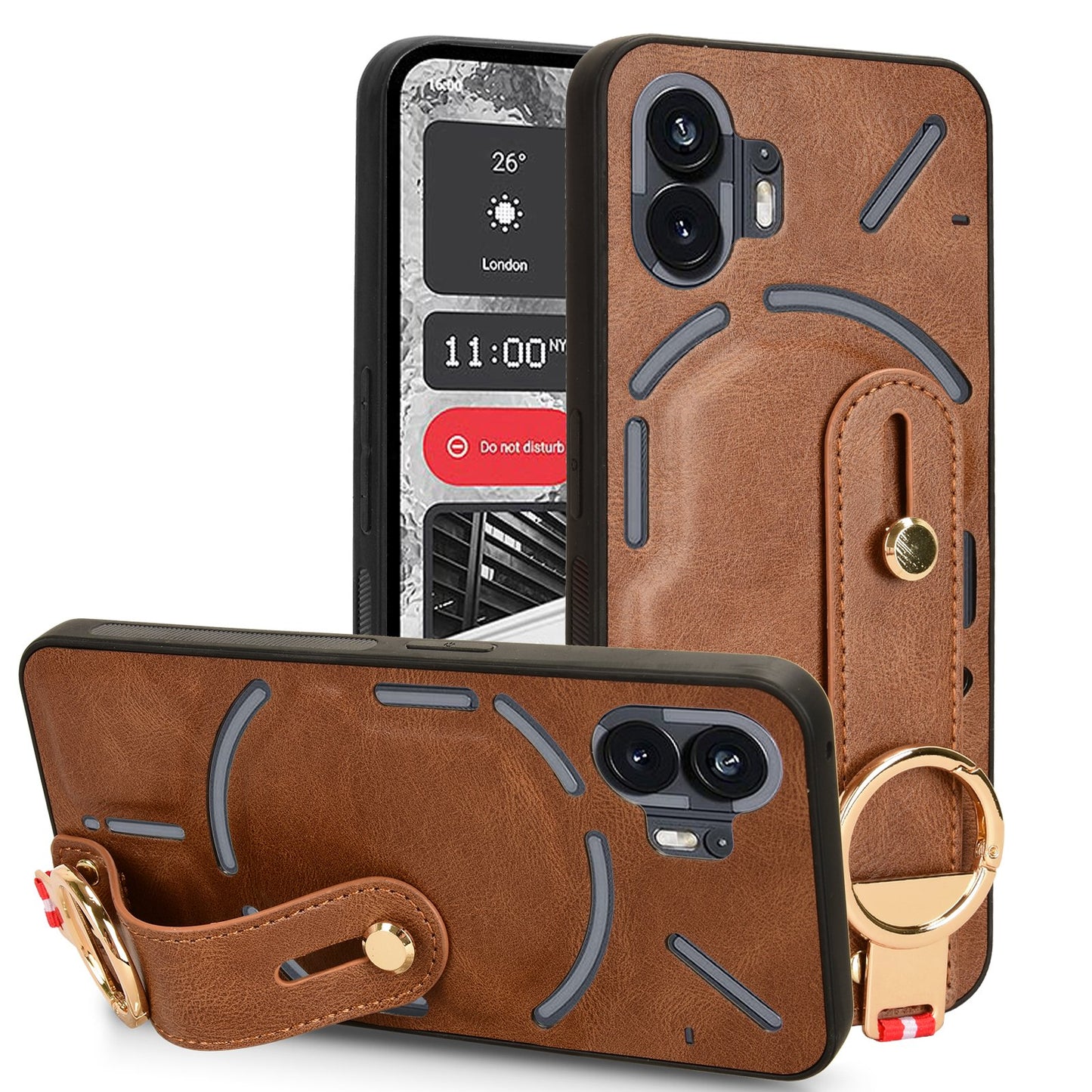 Deluxe Leather Anti-Slip Wrist Strap Case - Nothing
