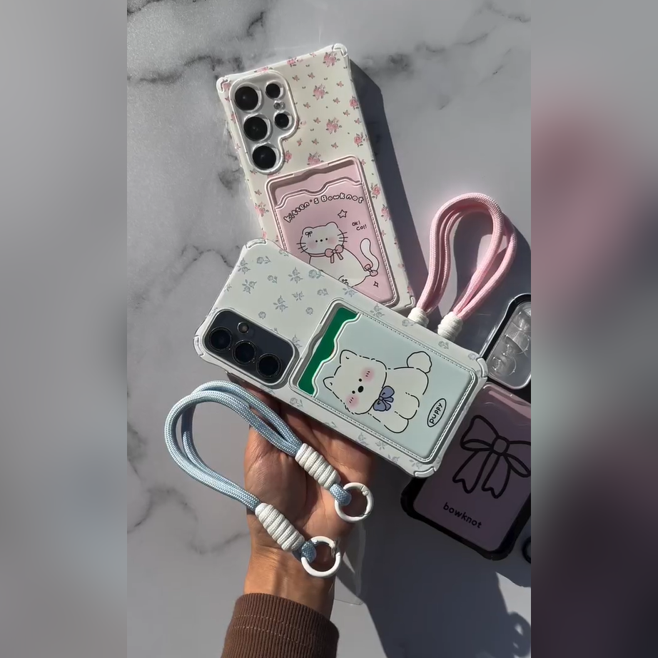 Aesthetic Cat Bowknot Wallet Case - Samsung