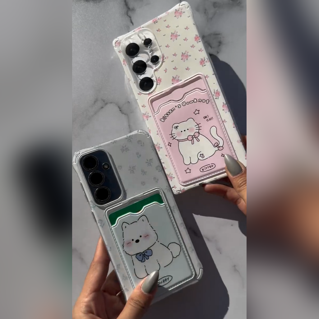 Aesthetic Cat Bowknot Wallet Case - Samsung