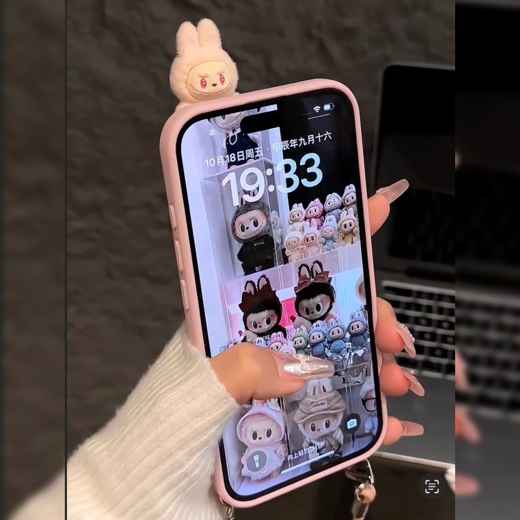 Cute 3D Bunny Phone Case with Wrist Strap