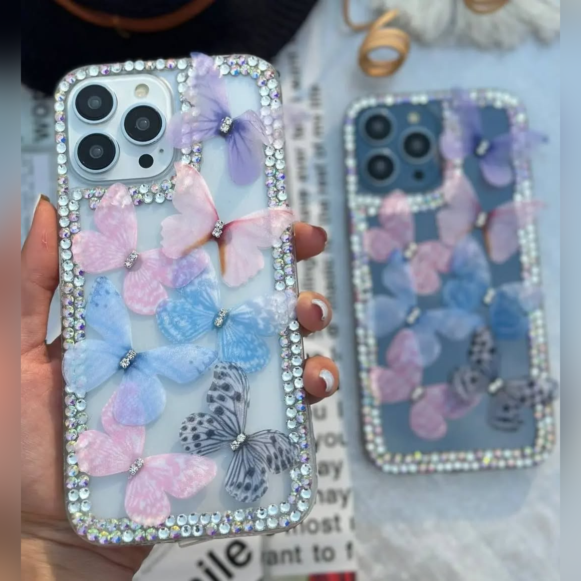 Elegant 3D Butterfly with stone Accents Case