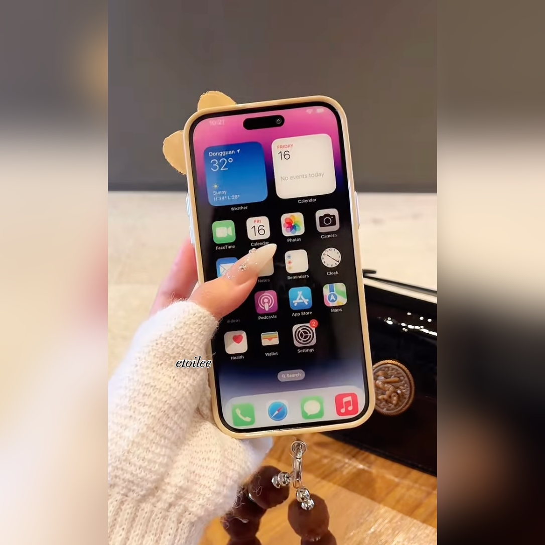 3D Bow Leopard Hanging Charm Phone Case