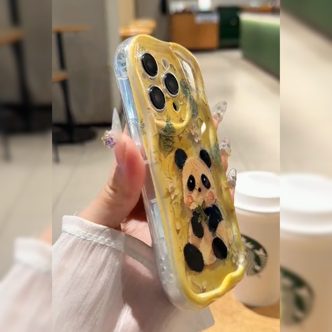 Cute Panda Floral Case with Charm