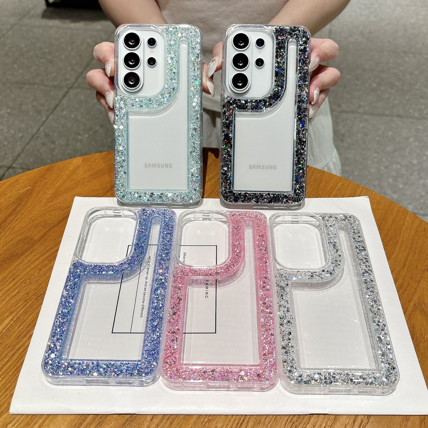 Glitter Frame Edge Crystal Case