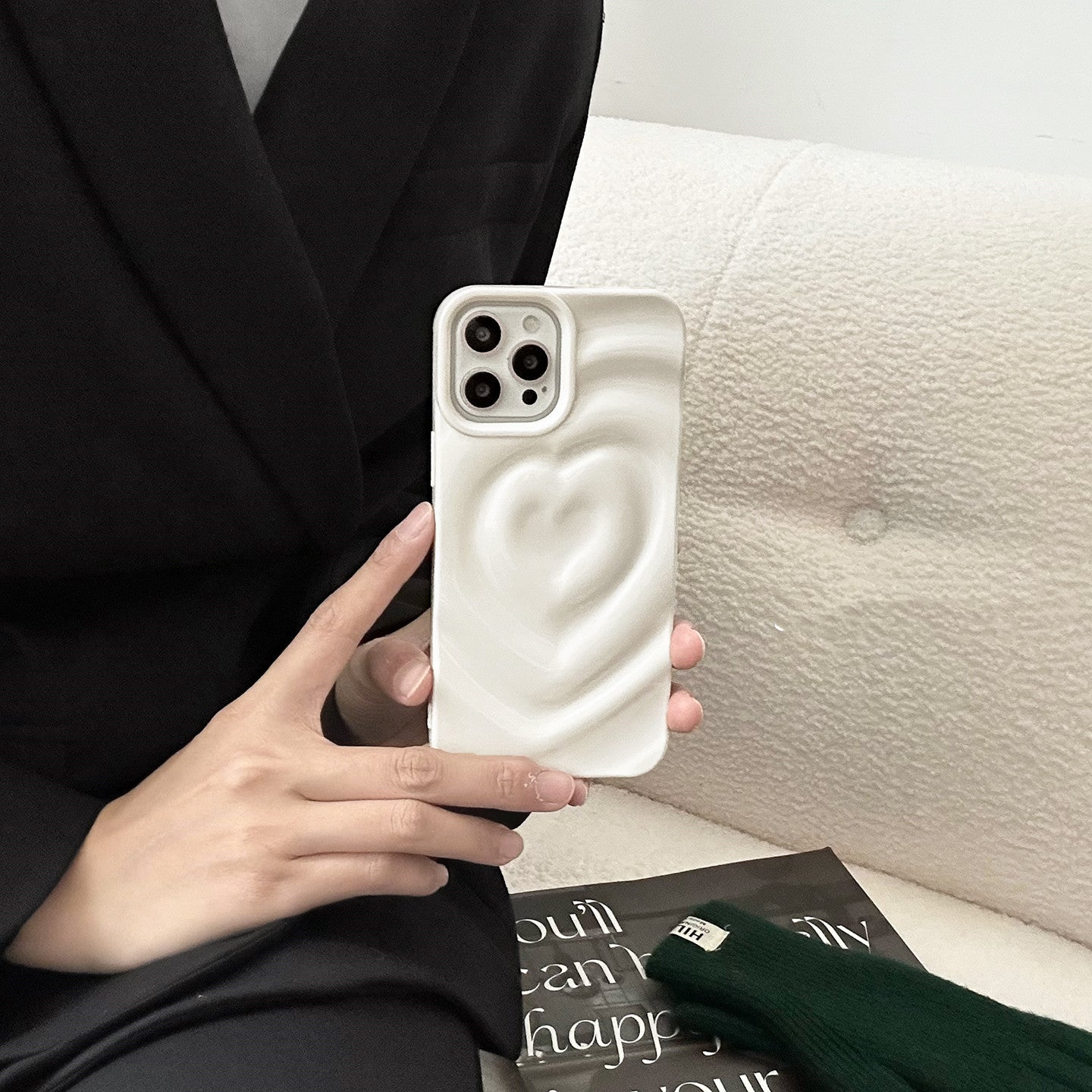 Radiant Heart Glow Embossed Phone Case
