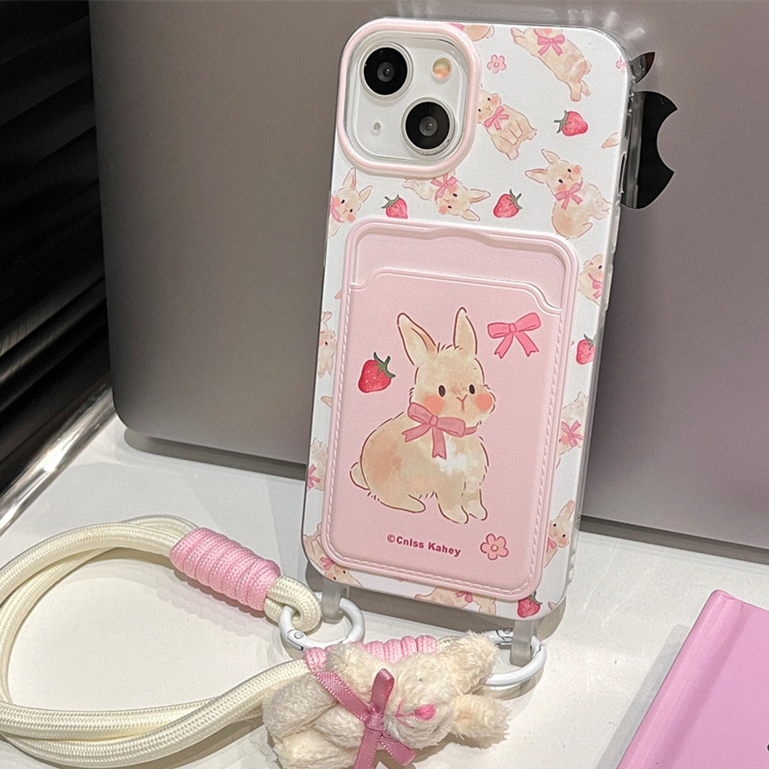 Berry Bunny Lanyard Card Holder Case