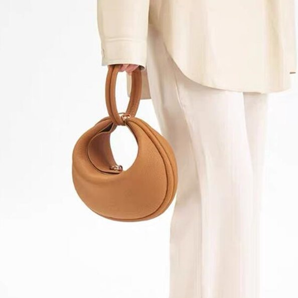 Chic Leather Crescent Half Moon Bag