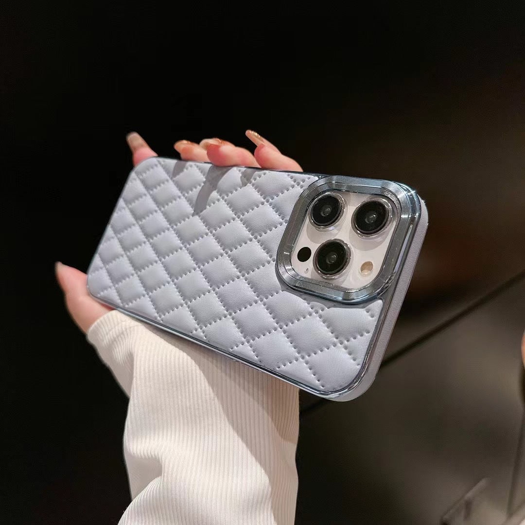 Checkered Plaid Leather Phone Case - Samsung