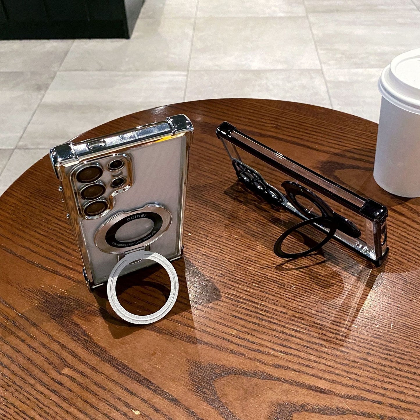 Stylish Electroplated Metal Ring Stand Case - Samsung