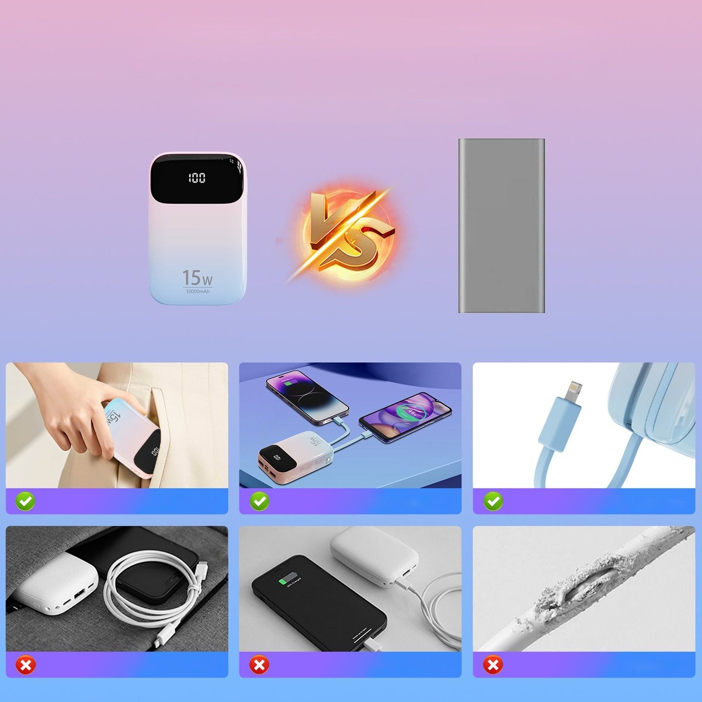 Compact 10000 mAh 15W Ultra-Smart Power Bank