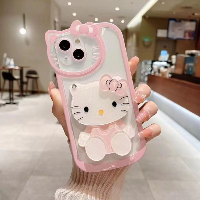 3D KT Cat Makeup Mirror Phone Case